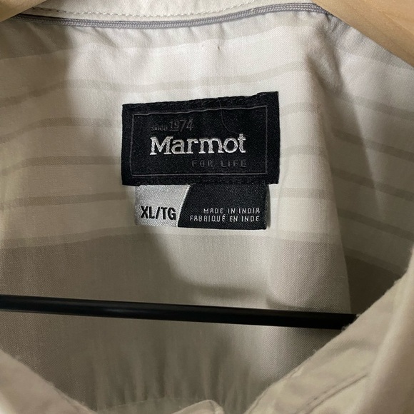 Marmot short sleeve button down XL men grey white stripes - Picture 3 of 11